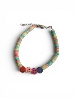 Multicolor Pastel Smiley Bead Ankle Bracelet